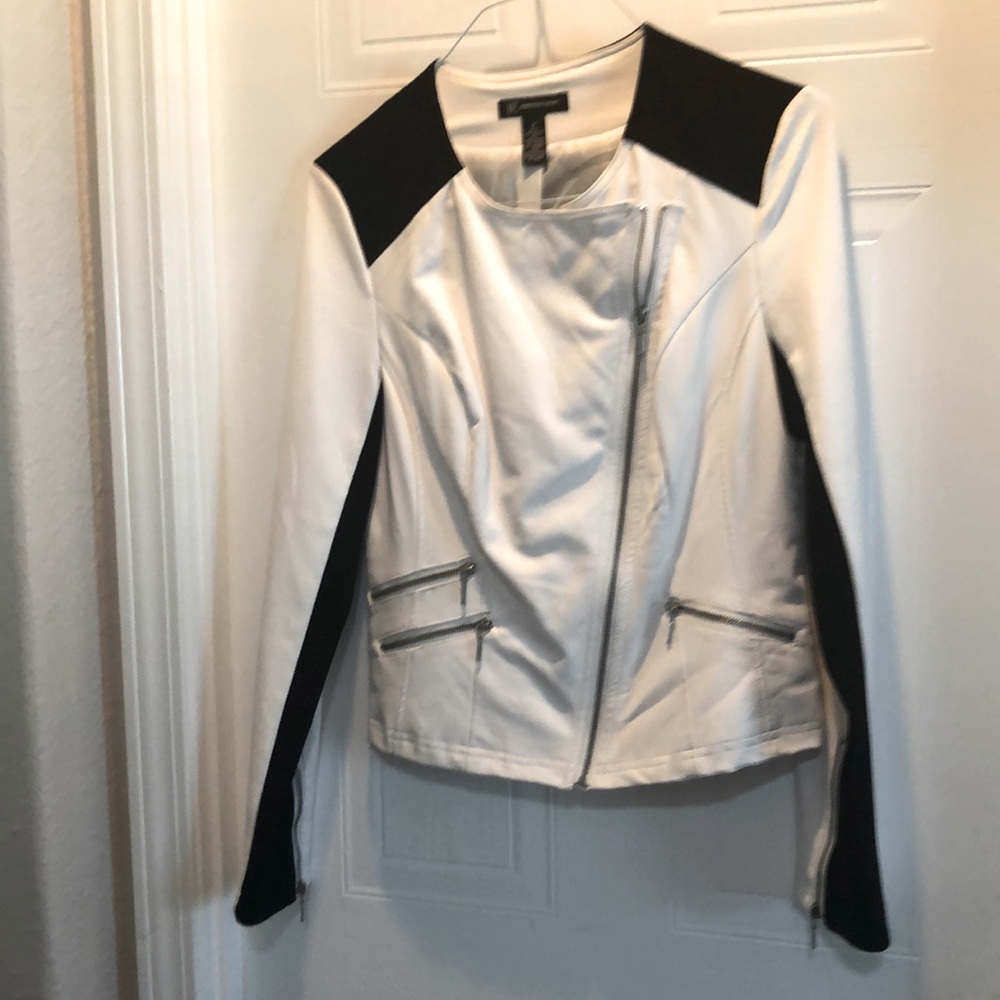 INC Faux Leather Zip Up Jacket
